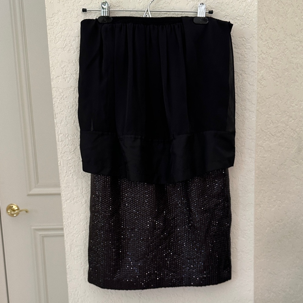 Diane Von Furstenberg Black Sequin Midi Skirt